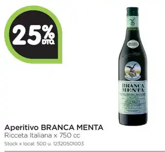 Branca Menta Aperitivo x 750cc, 25% de descuento