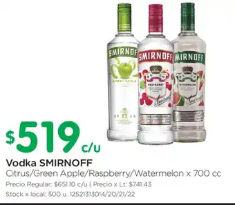Jumbo Smirnoff Vodka x 700cc oferta