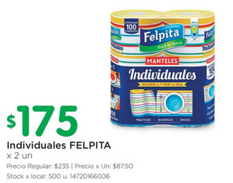 Jumbo Felpita Individuales x 2un oferta