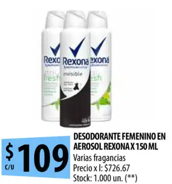 Punto Mayorista Rexona Desodorante Femenino En Aerosol x 150ml oferta