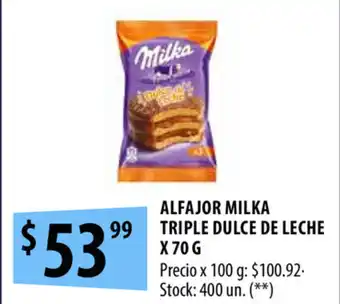 Punto Mayorista Milka Triple Dulce de Leche Alfajor x 70g oferta