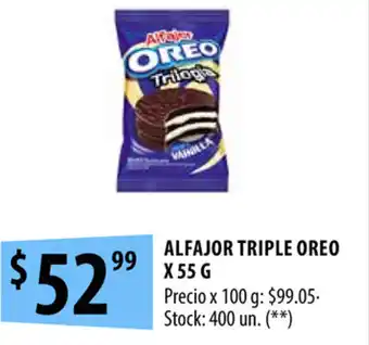 Punto Mayorista Oreo Alfajor Triple x 55g oferta