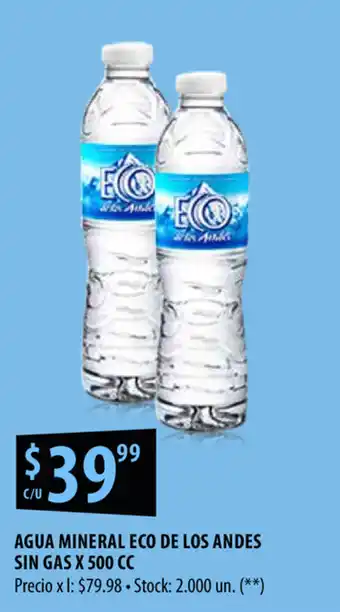 Punto Mayorista Eco de los Andes sin Gas Agua Mineral x 500cc oferta