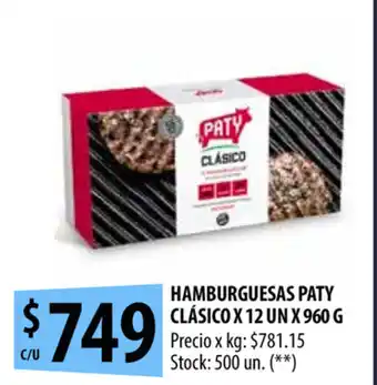 Punto Mayorista Paty Clásico Hamburguesas x 12un x 960g oferta