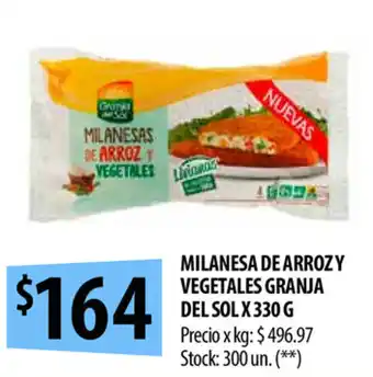 Punto Mayorista Granja del Sol Milanesa de Arroz y Vegetales x 330g oferta