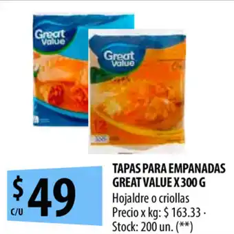 Punto Mayorista Great Value Tapas para Empanadas x 300g oferta