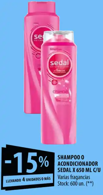 Punto Mayorista Sedal Shampoo o Acondicionador x 650ml c/u oferta