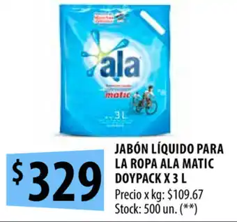 Punto Mayorista Ala Matic Jabón Líquido para La Ropa Doypack x 3l oferta