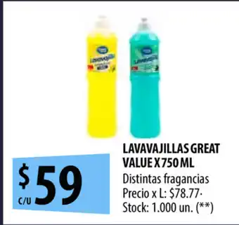 Punto Mayorista Great Value Lavavajillas x 750ml oferta