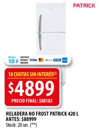 Punto Mayorista Patrick Heladera No Frost 420L oferta