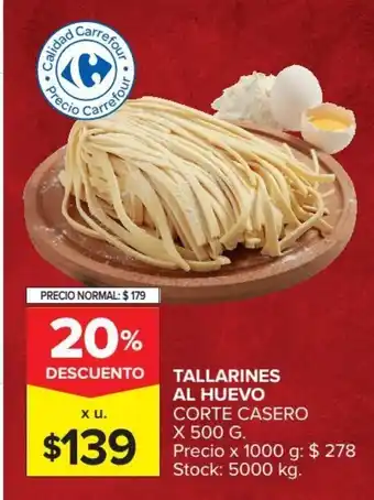 Carrefour Market Tallarines Al Huevo Corte Casero x 500g oferta