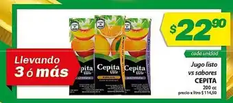 Almacor Cepita Jugo Listo Vs Sabores 200cc oferta