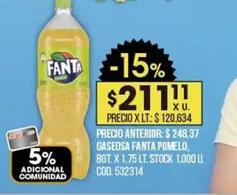 Coto Gaseosa Fanta Pomelo oferta