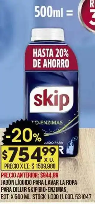 Coto Jabón Líquido Para Lavar La Ropa Para Diuir Skip Bio-enzimas oferta