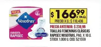 Coto Toallas Femeninas Clásicas Rapisec Nosotras oferta