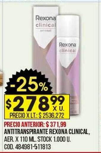 Coto Antitranspirante Rexona Clinical oferta
