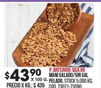 Coto Maní Salado Sin Sal Pelado oferta