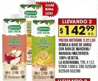 Coto Bebida A Base De Arroz Con Jugo De Manzana Naranja Multifruta 100% Vegetal La Serenisima oferta