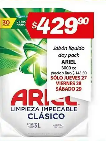 Almacor Ariel Jabón Líquido Doy Pack 3000cc oferta