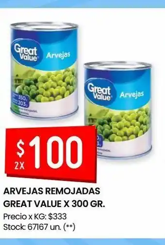 Walmart Arvejas great value x 300 g oferta