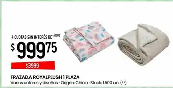 Walmart Frazada royalplush 1 plaza oferta