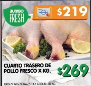 Jumbo Cuarto trasero de pollo fresco x kg oferta