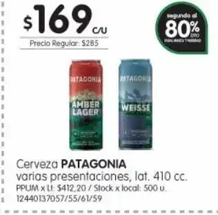 Jumbo Cerveza patagonia x 410 cc oferta