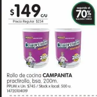 Jumbo Rollo de cocina campanita x 200 m oferta