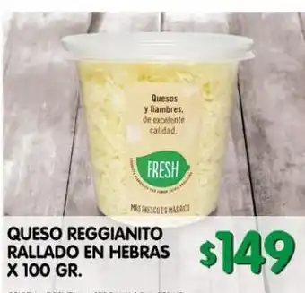 Jumbo Queso reggianito rallado en hebras x 100 g oferta