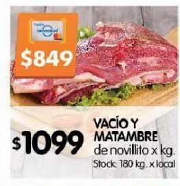 Disco Vacío y matambre de novillito kg oferta