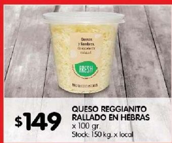Disco Queso reggianito rallado en hebras 100g oferta