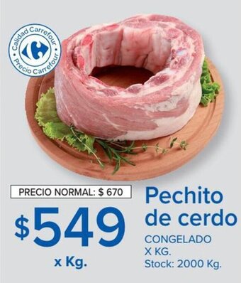 Carrefour Pechito De Cerdo Congelado x Kg. oferta