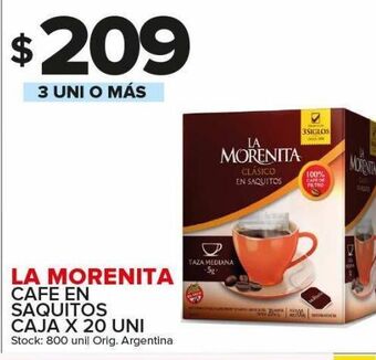 Carrefour Maxi Cafe en saquitos la morenita x 20un oferta