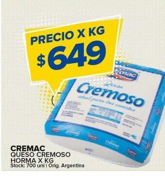 Carrefour Maxi Queso cremoso cremac horma x kg oferta
