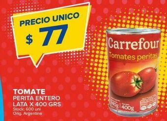 Carrefour Maxi Tomate perita entero lata x 400g oferta