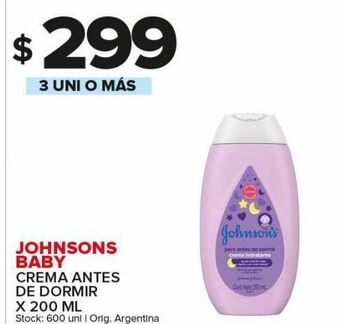 Carrefour Maxi Crema antes de dormir johnsons baby x 200ml oferta
