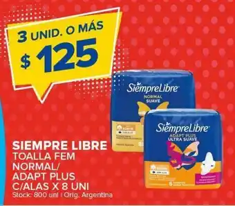 Carrefour Maxi Toallas femeninas siempre libre normal/adapt plus c/alas x 8un oferta