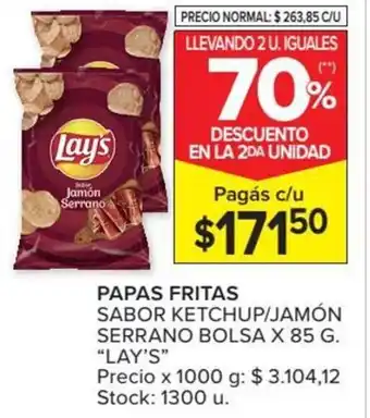 Carrefour Lay's Papas Fritas Sabor Ketchup/Jamón Serrano Bolsa x 85g oferta