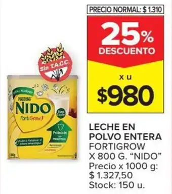 Carrefour Nido Leche En Polvo Entera Fortigrow x 800g oferta