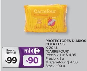 Carrefour Carrefour Protectores Diarios Cola Less x 20 U. oferta
