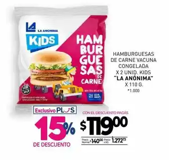 La Anonima Hamburguesas De Carne Vacuna Congelada oferta
