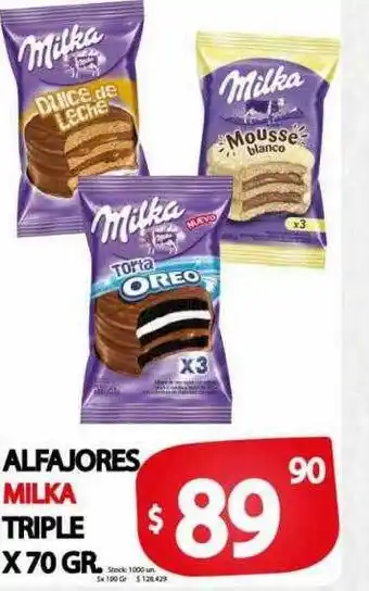 Supermercados Caracol Alfajores Milka Triple oferta