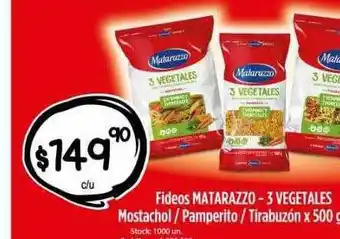 Supermercados Caracol Fideos Matarazzo - 3 Vegetales Mostachol - Pamperito - Tirabuzón oferta