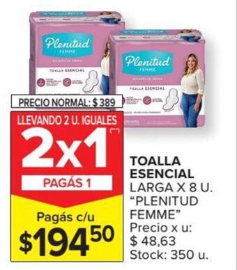 Carrefour Plenitud Femme Toalla Esencial Larga x 8 U. oferta