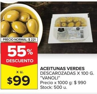 Carrefour Vanoli Aceitunas Verdes Descarozadas x 100 g oferta