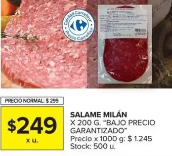Carrefour Bajo Precio Garantizado Salame Milán x u. oferta