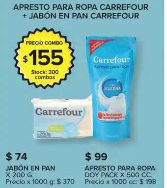 Carrefour Apresto Para Ropa Carrefour + Jabón En Pan Carrefour oferta