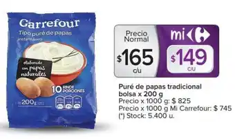 Carrefour Carrefour Puré de papas tradicional bolsa x 200 g oferta