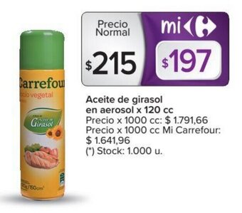 Carrefour Carrefour Aceite de girasol en aerosol x 120 cc oferta