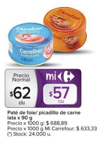 Carrefour Carrefour Paté de foie/picadillo de carne lata x 90 g oferta